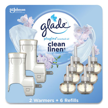 Plugin Scented Oil, Clean Linen, 0.67 Oz, 2 Warmers And 6 Refills/pack