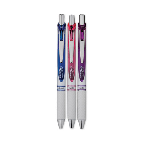 Energel Pearl Gel Pen, Retractable, Medium 0.7 Mm, Assorted Ink And Barrel, 3/pack