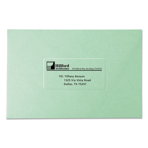 Matte Clear Easy Peel Mailing Labels W/ Sure Feed Technology, Laser Printers, 2 X 4, Clear, 10/sheet, 10 Sheets/pack