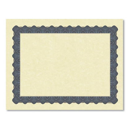 Metallic Border Certificates, 11 X 8.5, Ivory/blue With Blue Border, 100/pack