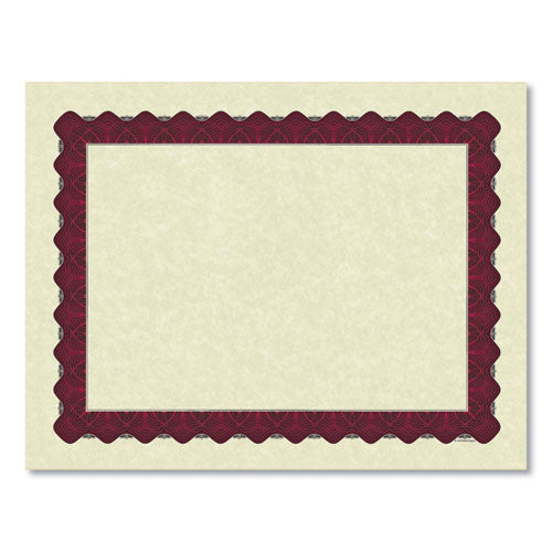 Metallic Border Certificates, 11 X 8.5, Ivory/red With Red Border, 100/pack