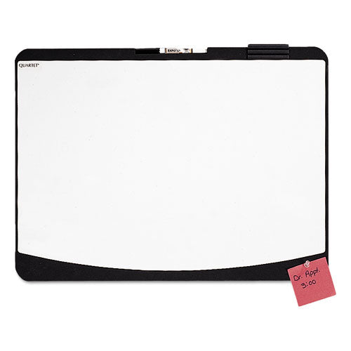 Tack And Write Board, 25.5 X 17.5, Black/white Surface, Black Plastic Frame