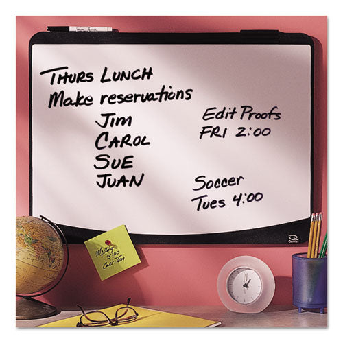 Tack And Write Board, 25.5 X 17.5, Black/white Surface, Black Plastic Frame