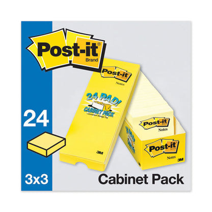 Original Pads In Canary Yellow, Cabinet Pack, 3" X 3", 90 Sheets/pad, 24 Pads/pack