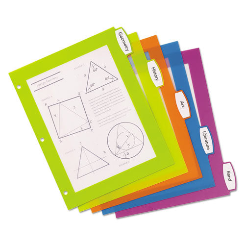 Big Tab Ultralast Plastic Dividers, 5-tab, 11 X 8.5, Assorted, 1 Set