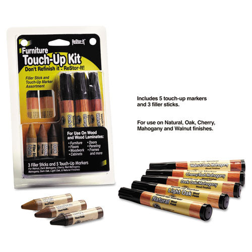 Restor-it Furniture Touch-up Kit With (5) Woodgrain Markers, (3) Filler Sticks, 4.25 X 0.38 X 6.75