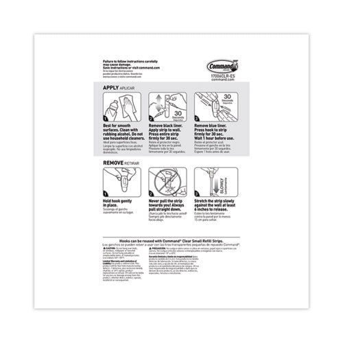 Mini Hooks, Small, Plastic, Clear, 0.5 Lb Capacity,  30 Hooks And 32 Strips/pack