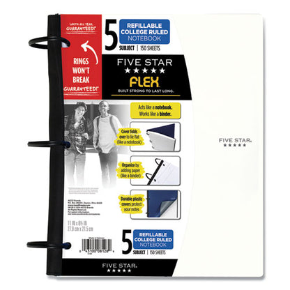 Flex Notebook, 5-subject, Medium/college Rule, Randomly Assorted Cover Color, (150) 11 X 8.5 Sheets