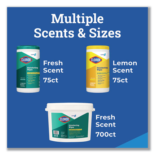 Disinfecting Wipes, 1-ply, 7 X 8, Lemon Fresh, White, 75/canister, 6/carton