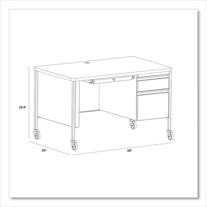 Mobile Teachers Pedestal Desks, Right-hand Pedestal: Box/file Drawers, 48" X 30" X 29.5", Walnut/black