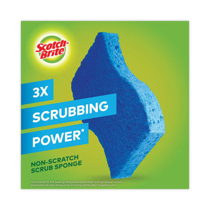 Non-scratch Multi-purpose Scrub Sponge, 4.4 X 2.6, 0.8" Thick, Blue, 6/pack