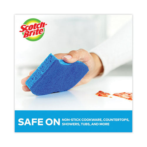 Non-scratch Multi-purpose Scrub Sponge, 4.4 X 2.6, 0.8" Thick, Blue, 6/pack