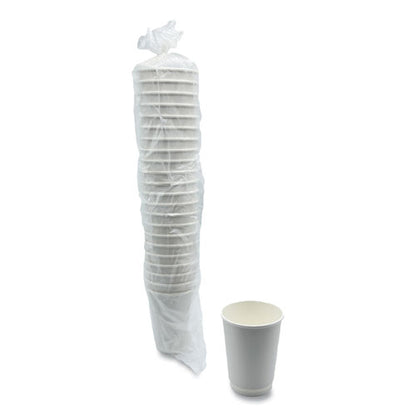 Paper Hot Cups, Double-walled, 12 Oz, White, 25/pack