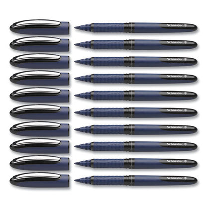 One Business Rollerball Pen, Stick, Fine 0.6 Mm, Black Ink, Dark Blue/black Barrel, 10/box