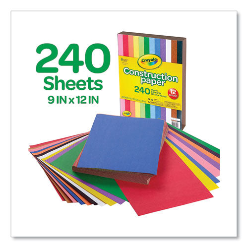 Construction Paper, 9 X 12, Assorted Colors, 240 Sheets/pack