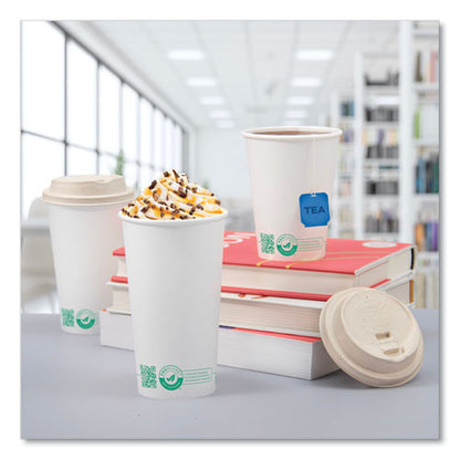 Compostable Paper Hot Cups, Proplanet Seal, 12 Oz, White/green, 1,000/carton