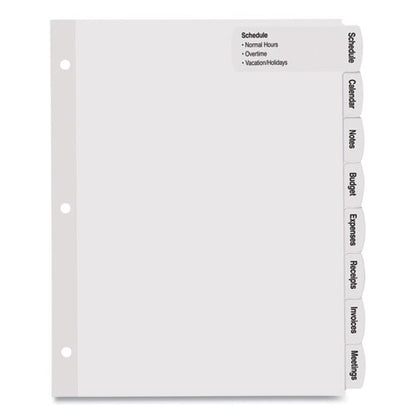 Big Tab Printable Large White Label Tab Dividers, 8-tab, 11 X 8.5, White, 4 Sets