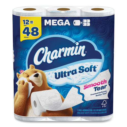 Ultra Soft Bathroom Tissue, Mega Roll, Septic Safe, 2-ply, White, 224 Sheets/roll, 12 Rolls/pack