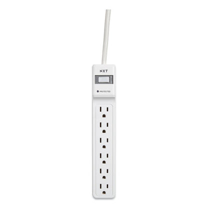 Surge Protector, 6 Ac Outlets, 2.5 Ft Cord, 500 J, White, 2/pack