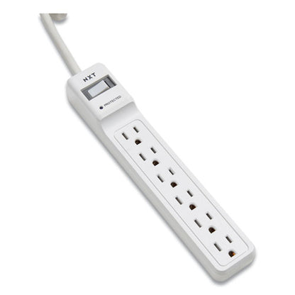 Surge Protector, 6 Ac Outlets, 2.5 Ft Cord, 500 J, White, 2/pack