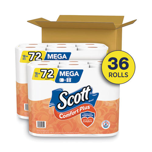 Comfortplus Toilet Paper, Mega Roll, Septic Safe, 1-ply, White, 462 Sheets/roll, 36 Rolls/pack