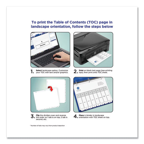 Customizable Table Of Contents Ready Index Black And White Dividers, 5-tab, 1 To 5, 11 X 8.5, White, 6 Sets