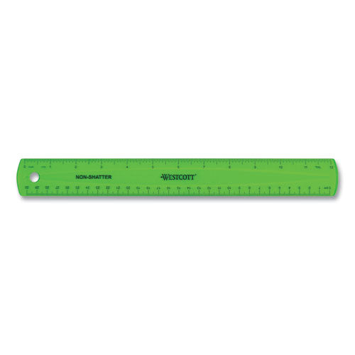 Non-shatter Flexible Ruler, Standard/metric, 12" (30 Cm) Long, Plastic, Assorted Translucent Colors, 12/box