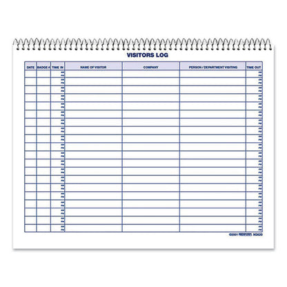 Visitors Log Book, Blue/white/red Cover, 11 X 8.5 Sheets, 50 Sheets/book