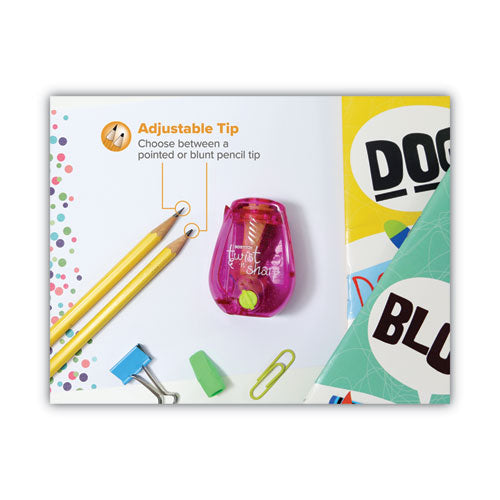 Twist-n-sharp Pencil Sharpener, One-hole, 3.5 X 1.25 X 5.5, Assorted Colors, 3/box