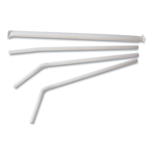 Individually Wrapped Straws, 7.75", Polypropylene, White, 400/box