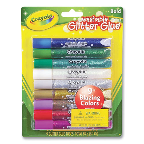 Washable Glitter Glue, 0.35 Oz, Assorted Colors, 9/pack