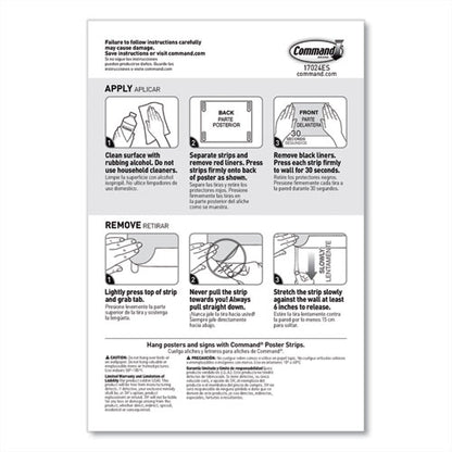 Poster Strips, Removable, Holds Up To 1 Lb Per Pair, Small, 0.63 X 1.75, White, 104/pack