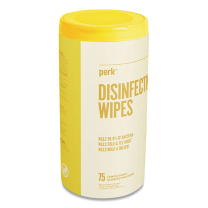 Disinfecting Wipes, 7 X 8, Lemon, White, 75 Wipes/canister