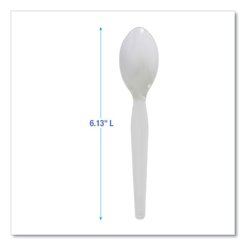 Heavyweight Polystyrene Cutlery, Teaspoon, White, 1000/carton