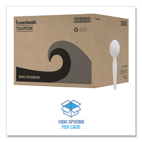 Heavyweight Polystyrene Cutlery, Teaspoon, White, 1000/carton