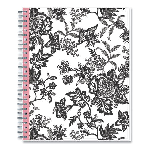 Analeis Monthly Planner, Analeis Floral Artwork, 10 X 8, White/black/coral Cover, 12-month (jan To Dec): 2024