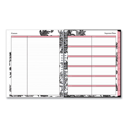 Analeis Monthly Planner, Analeis Floral Artwork, 10 X 8, White/black/coral Cover, 12-month (jan To Dec): 2024