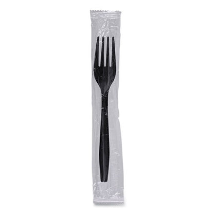 Heavyweight Wrapped Polypropylene Cutlery, Fork, Black, 1,000/carton