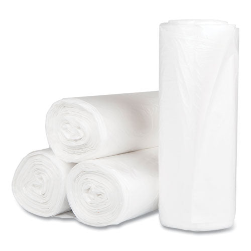 High-density Commercial Can Liners, 60 Gal, 17 Mic, 38" X 60", Clear, 25 Bags/roll, 8 Interleaved Rolls/carton