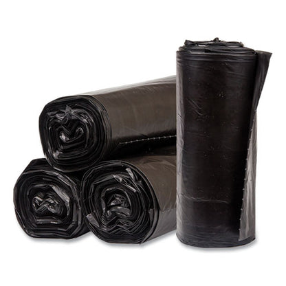 High-density Commercial Can Liners, 60 Gal, 17 Mic, 38" X 60", Black, 25 Bags/roll, 8 Interleaved Rolls/carton