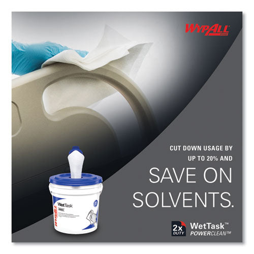 Power Clean Wipers For Wettask Customizable Wet Wiping System With (1) Bucket, 12 X 12.5, Unscented, 95/roll, 6 Rolls/carton