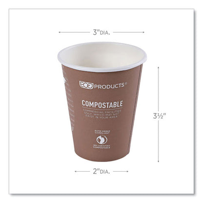 World Art Renewable And Compostable Hot Cups, 8 Oz, 50/pack, 20 Packs/carton