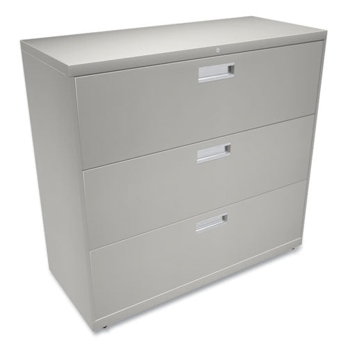 Brigade 600 Series Lateral File, 3 Legal/letter-size File Drawers, Light Gray, 42" X 18" X 39.13"