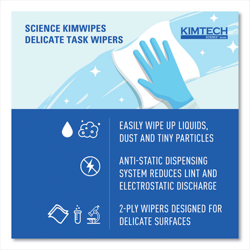 Kimwipes Delicate Task Wipers, 2-ply, 14.7 X 16.6, Unscented, White, 92/box, 15 Boxes/carton