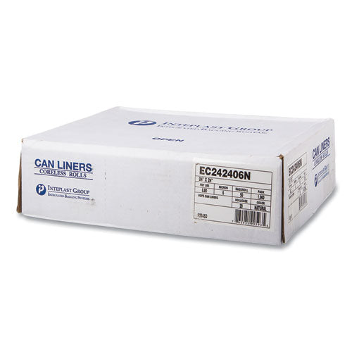 High-density Commercial Can Liners, 10 Gal, 6 Mic, 24" X 24", Natural, 50 Bags/roll, 20 Perforated Rolls/carton