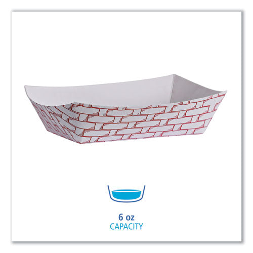 Paper Food Baskets, 6 Oz Capacity, 3.78 X 4.3 X 1.08, Red/white, 1,000/carton