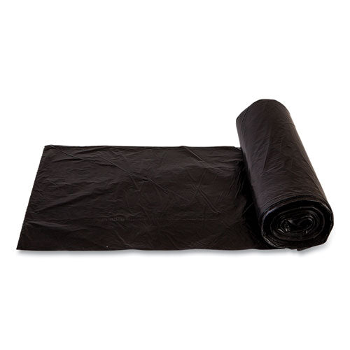 High-density Commercial Can Liners, 10 Gal, 6 Mic, 24" X 24", Black, 50 Bags/roll, 20 Perforated Rolls/carton