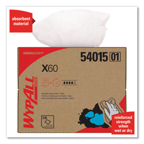 General Clean X60 Cloths, 12.5 X 16.8, White, 236/carton