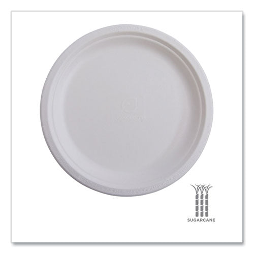 Renewable Sugarcane Plates, 6" Dia, Natural White, 1,000/carton