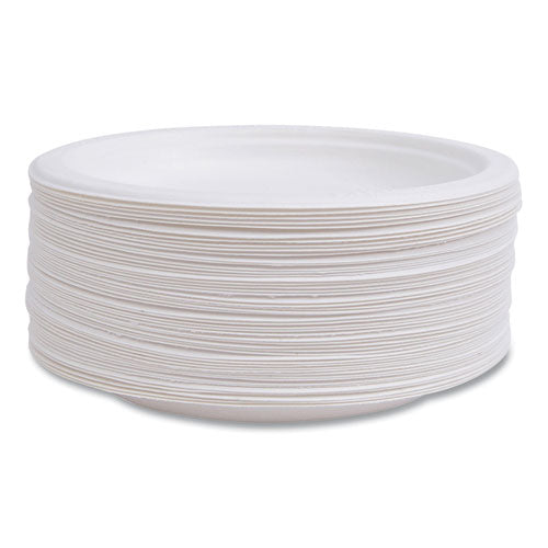 Renewable Sugarcane Plates, 6" Dia, Natural White, 1,000/carton